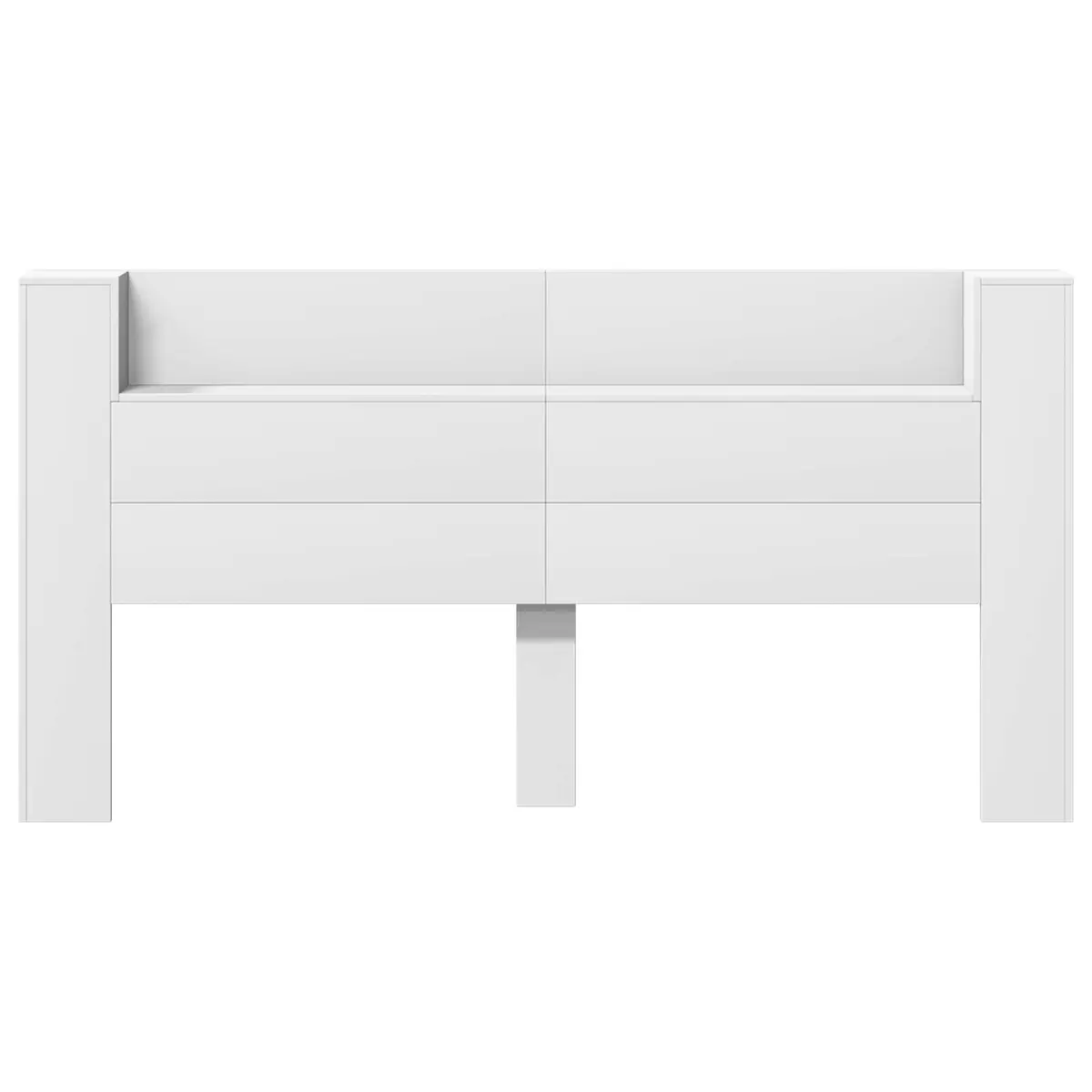 Storage Headboard White Engineered Wood with RGB LED Lights and Shelf