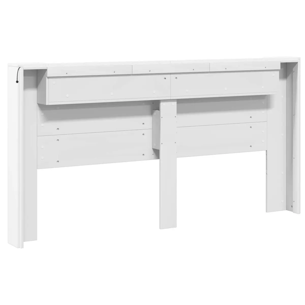 Storage Headboard White Engineered Wood with RGB LED Lights and Shelf