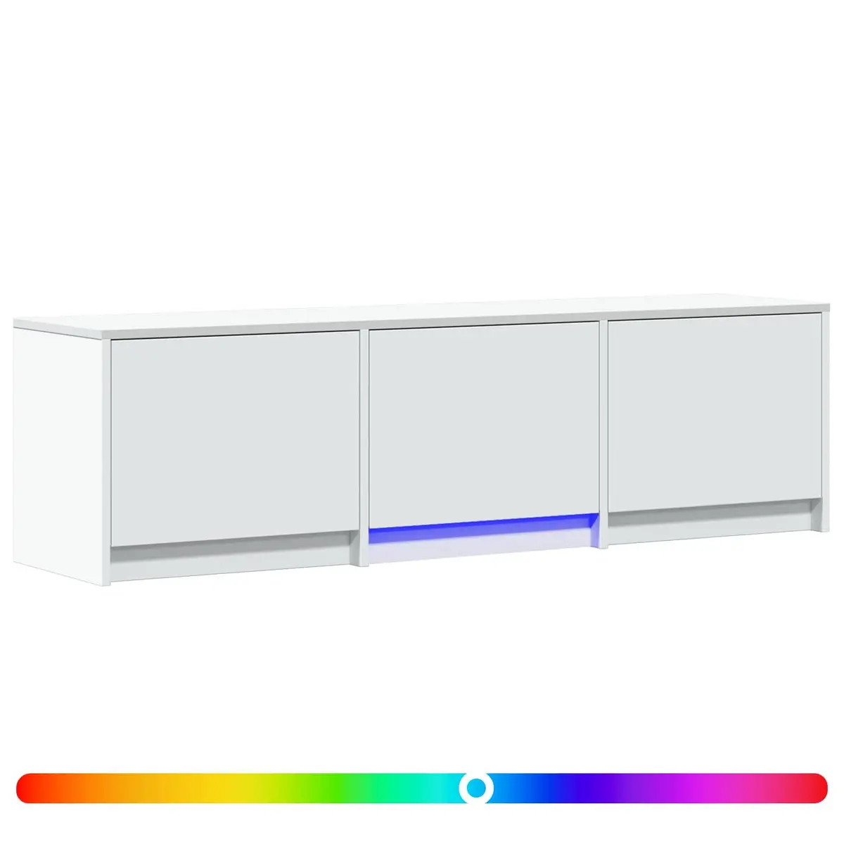 LED TV Cabinet White Engineered Wood Storage Unit with Adjustable Lights 140x34x40cm