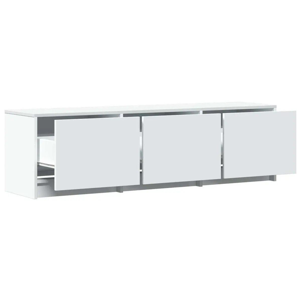 LED TV Cabinet White Engineered Wood Storage Unit with Adjustable Lights 140x34x40cm