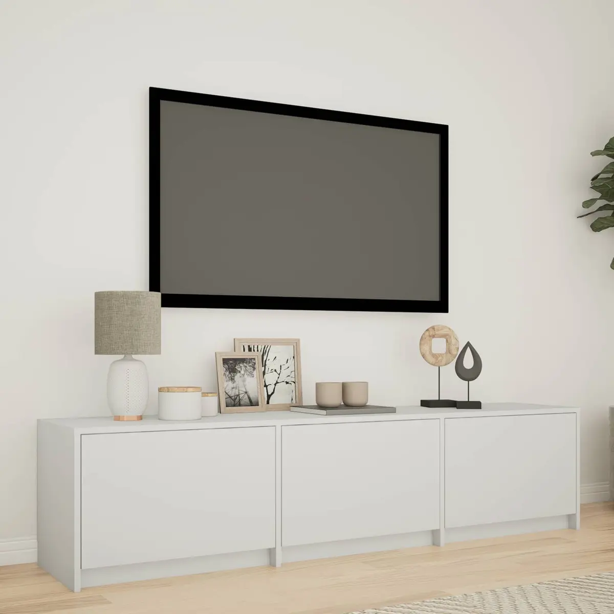 165cm White TV Cabinet with Adjustable LED Lights