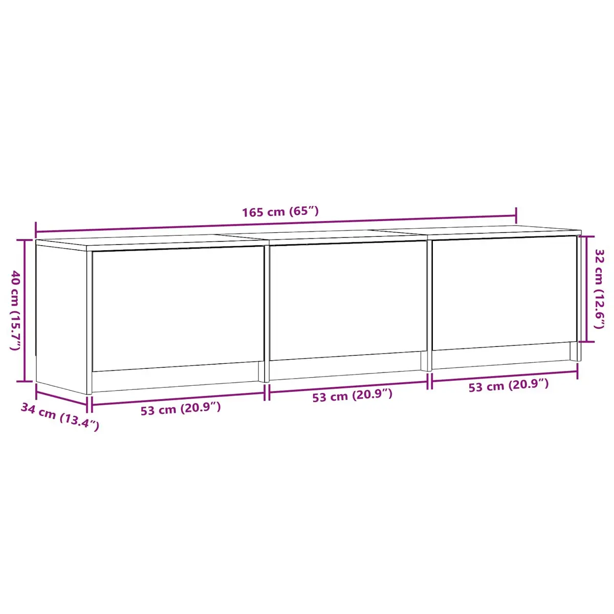 165cm White TV Cabinet with Adjustable LED Lights