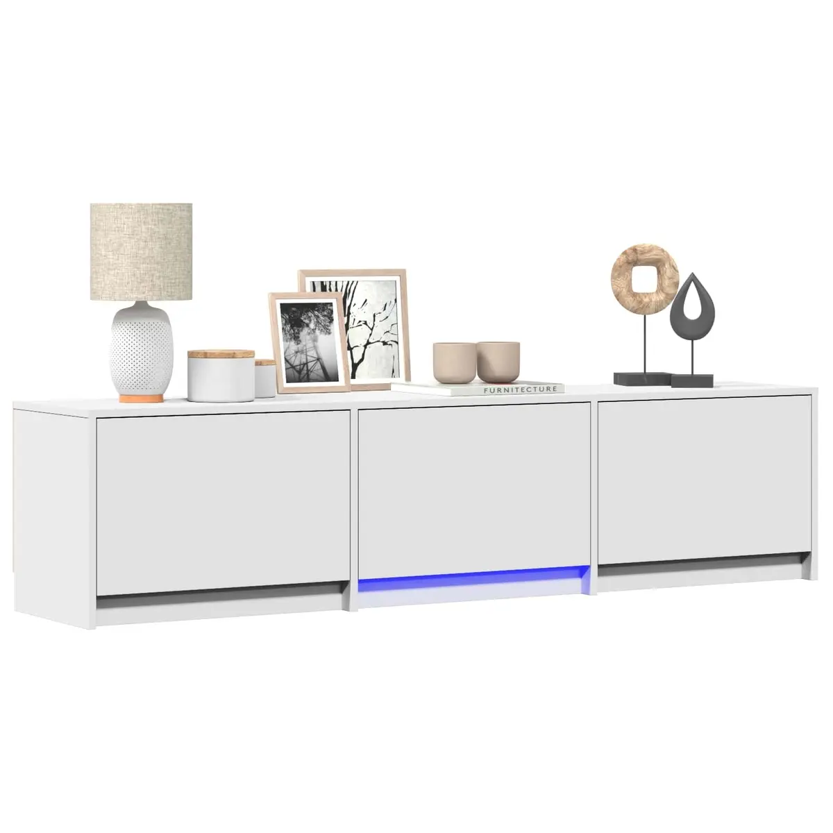 165cm White TV Cabinet with Adjustable LED Lights
