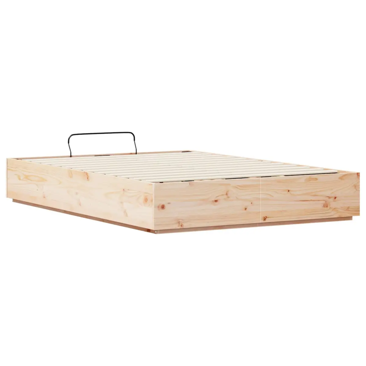 Ottoman Bed Frame with Storage Natural 135 x 190 cm Solid Pine Wood