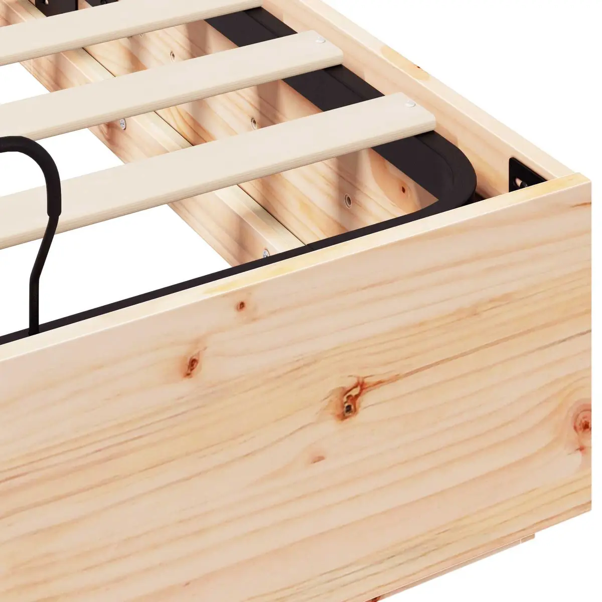 Ottoman Bed Frame with Storage Natural 135 x 190 cm Solid Pine Wood