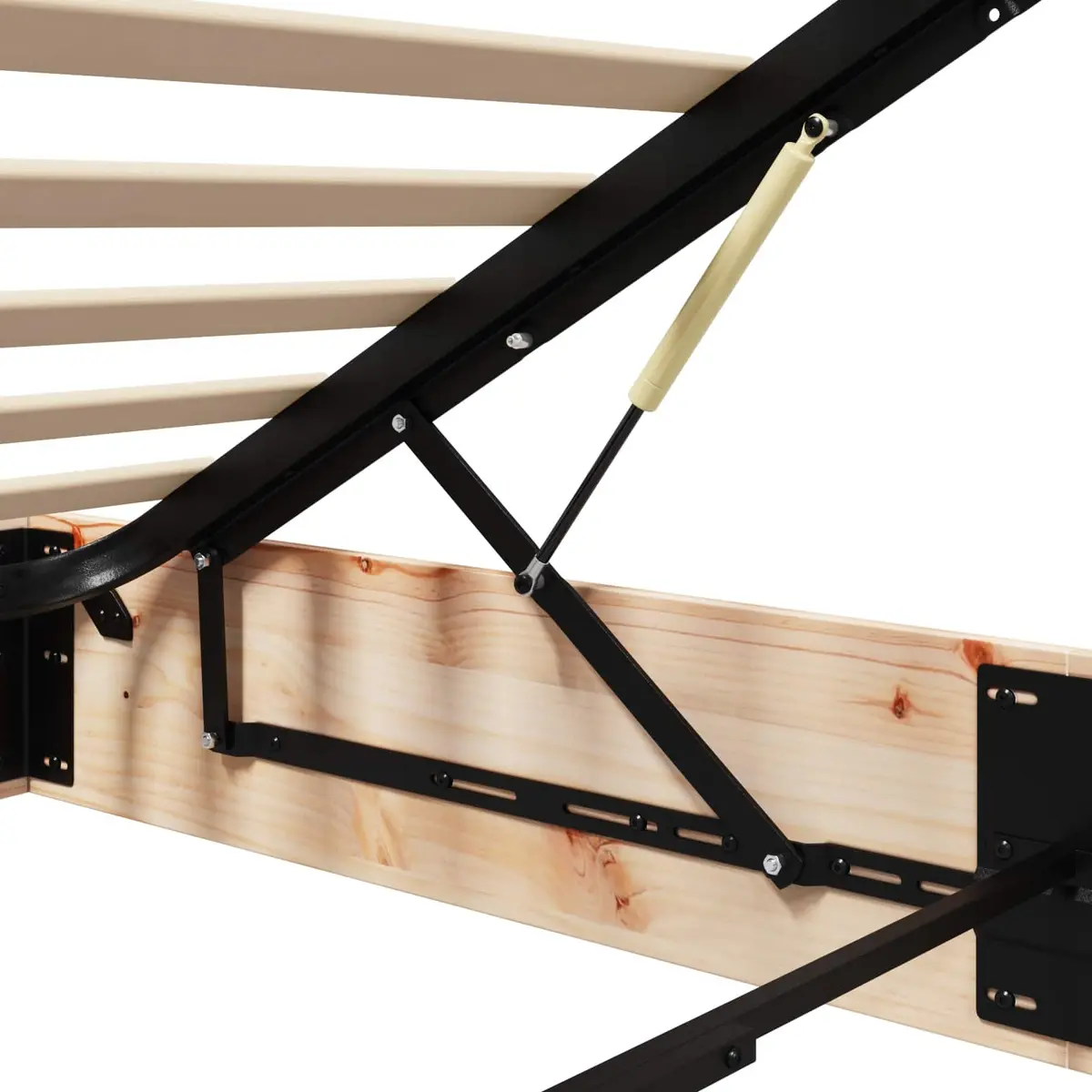 Ottoman Bed Frame Natural Wood 90 x 190 cm Gas Lift-up Modern