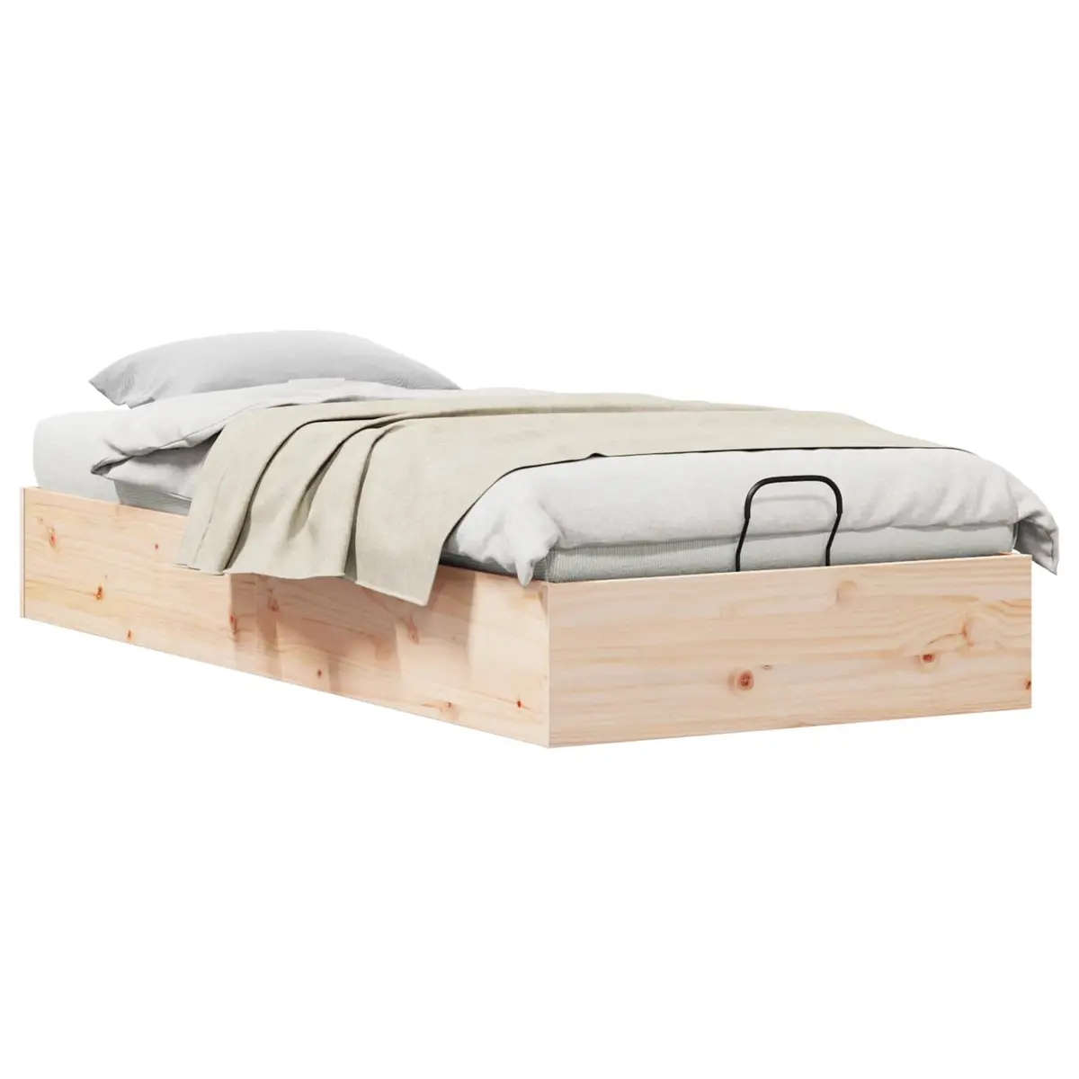 Ottoman Bed Frame Natural Wood 90 x 190 cm Gas Lift-up Modern