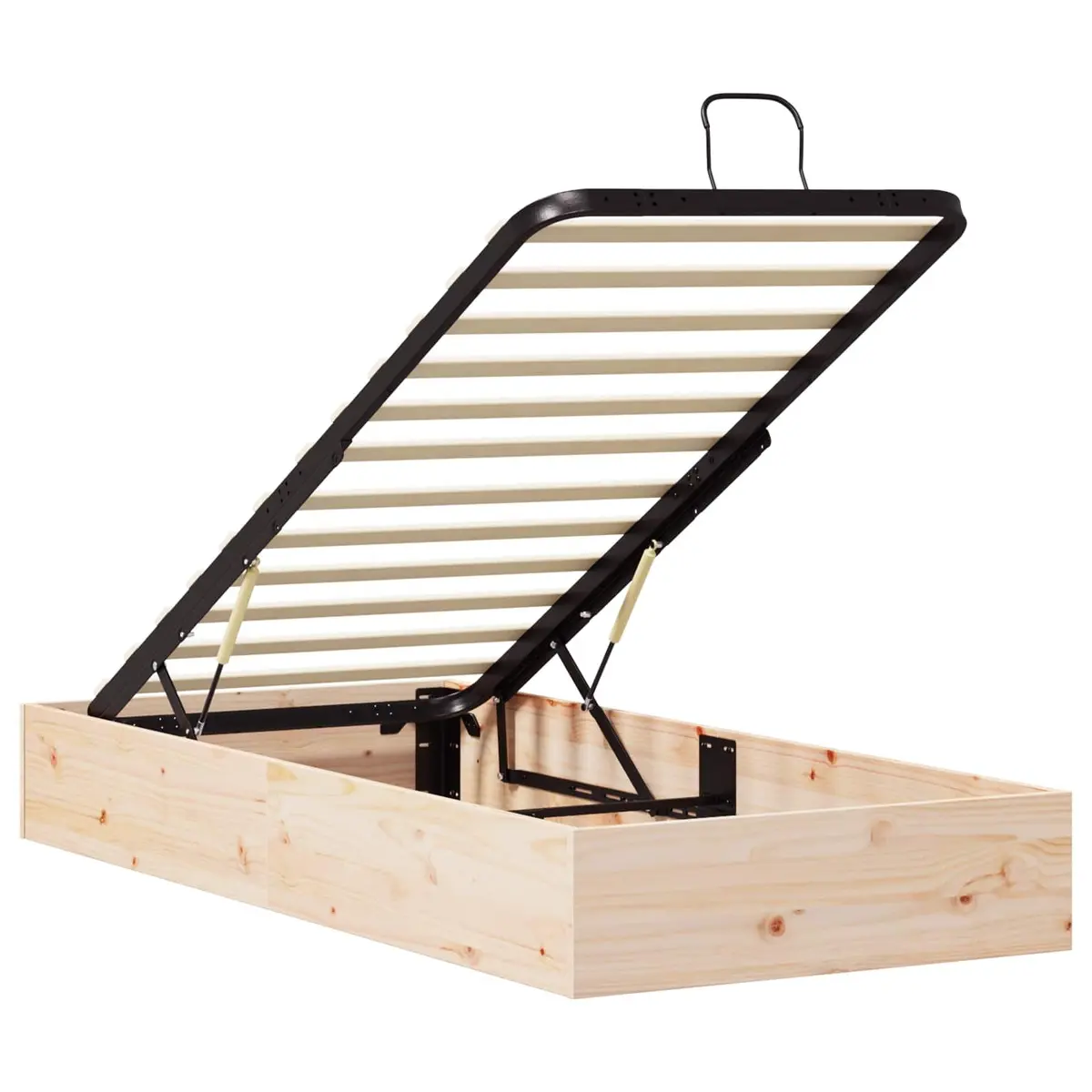 Ottoman Bed Frame Natural Wood 90 x 190 cm Gas Lift-up Modern