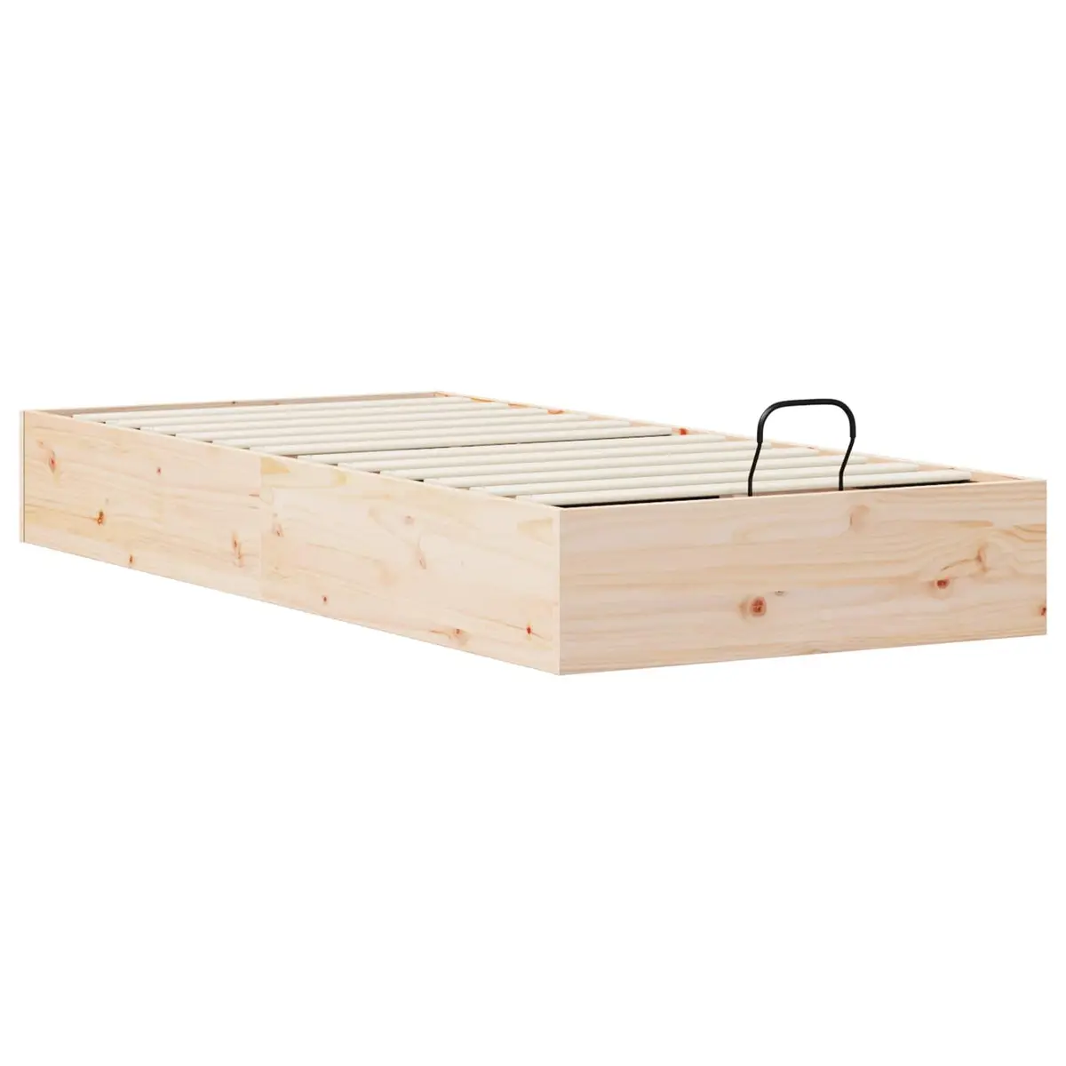 Ottoman Bed Frame Natural Wood 90 x 190 cm Gas Lift-up Modern