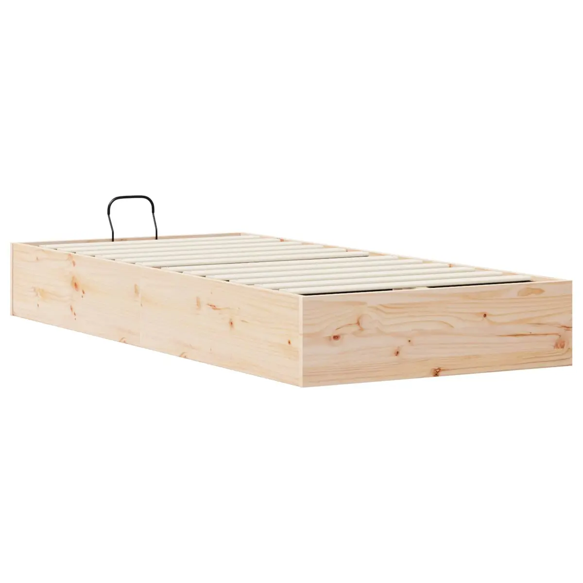 Ottoman Bed Frame Natural Wood 90 x 190 cm Gas Lift-up Modern