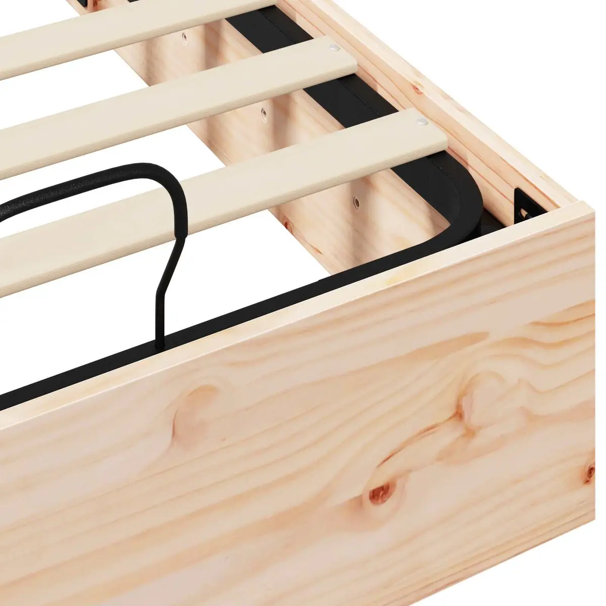 Ottoman Bed Frame Natural Wood 90 x 190 cm Gas Lift-up Modern
