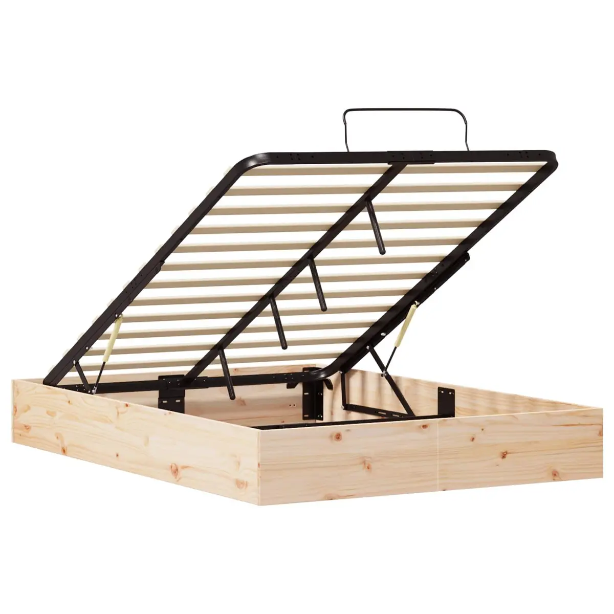 Ottoman Bed Frame Gas Lift Modern 135 x 190 cm Solid Pine Wood