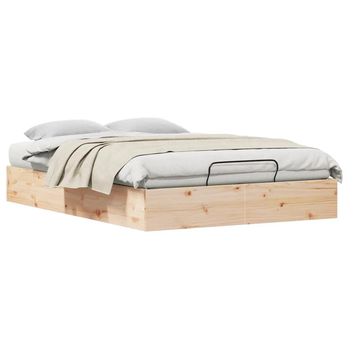 Ottoman Bed Frame Modern Brown 150 x 200 cm Solid Pine Wood