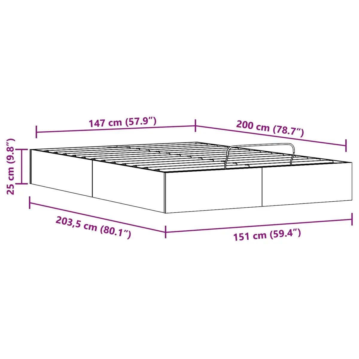 Ottoman Bed Frame Modern Brown 150 x 200 cm Solid Pine Wood