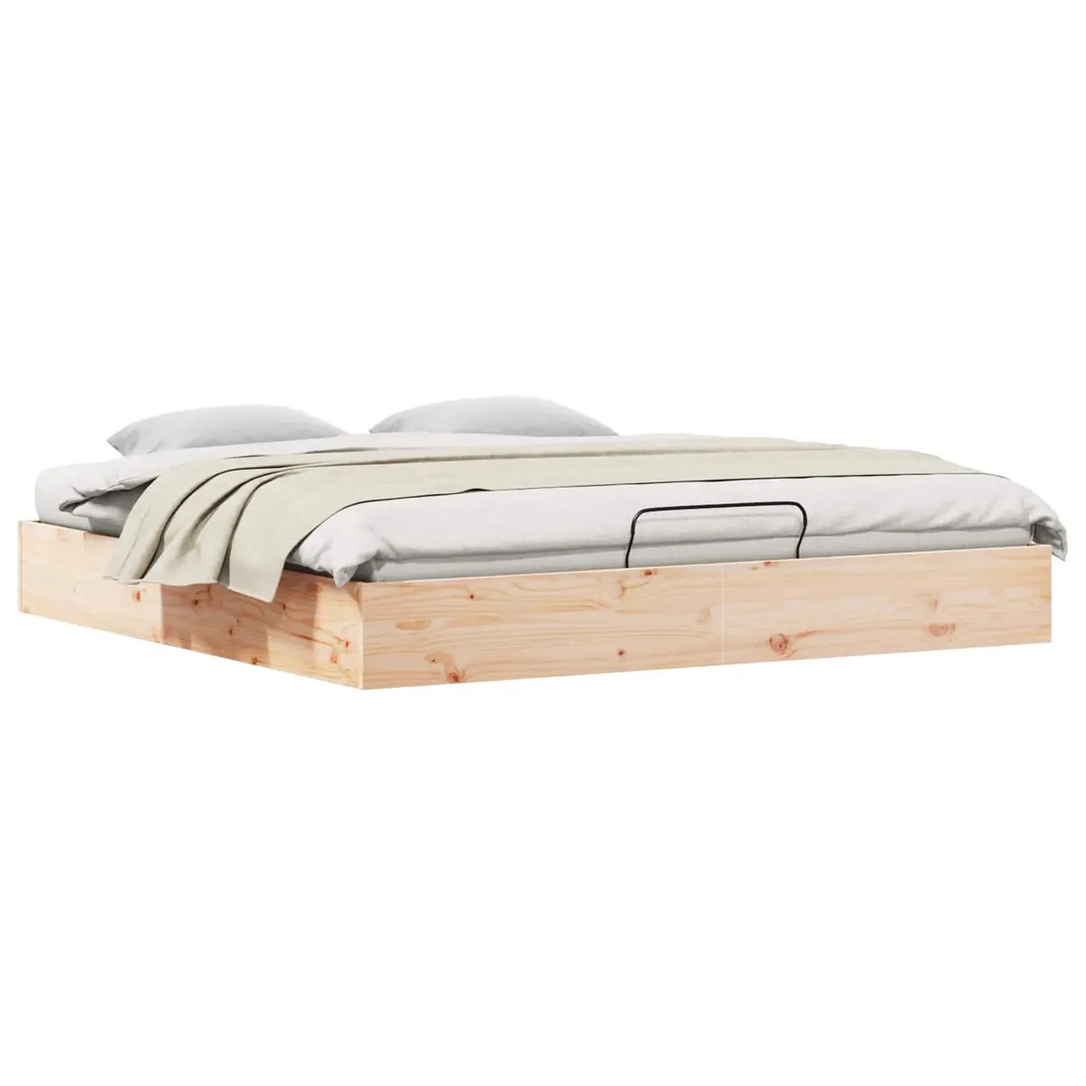 Ottoman Bed Frame Gas Lift 180 x 200 cm Modern Solid Pine Wood Brown