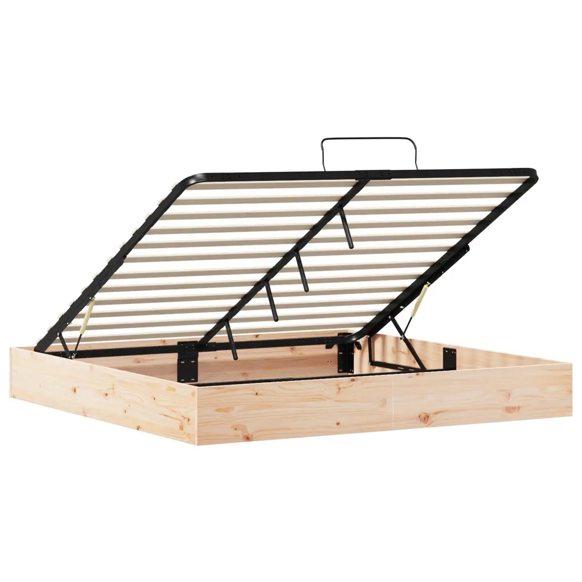 Ottoman Bed Frame Gas Lift 180 x 200 cm Modern Solid Pine Wood Brown