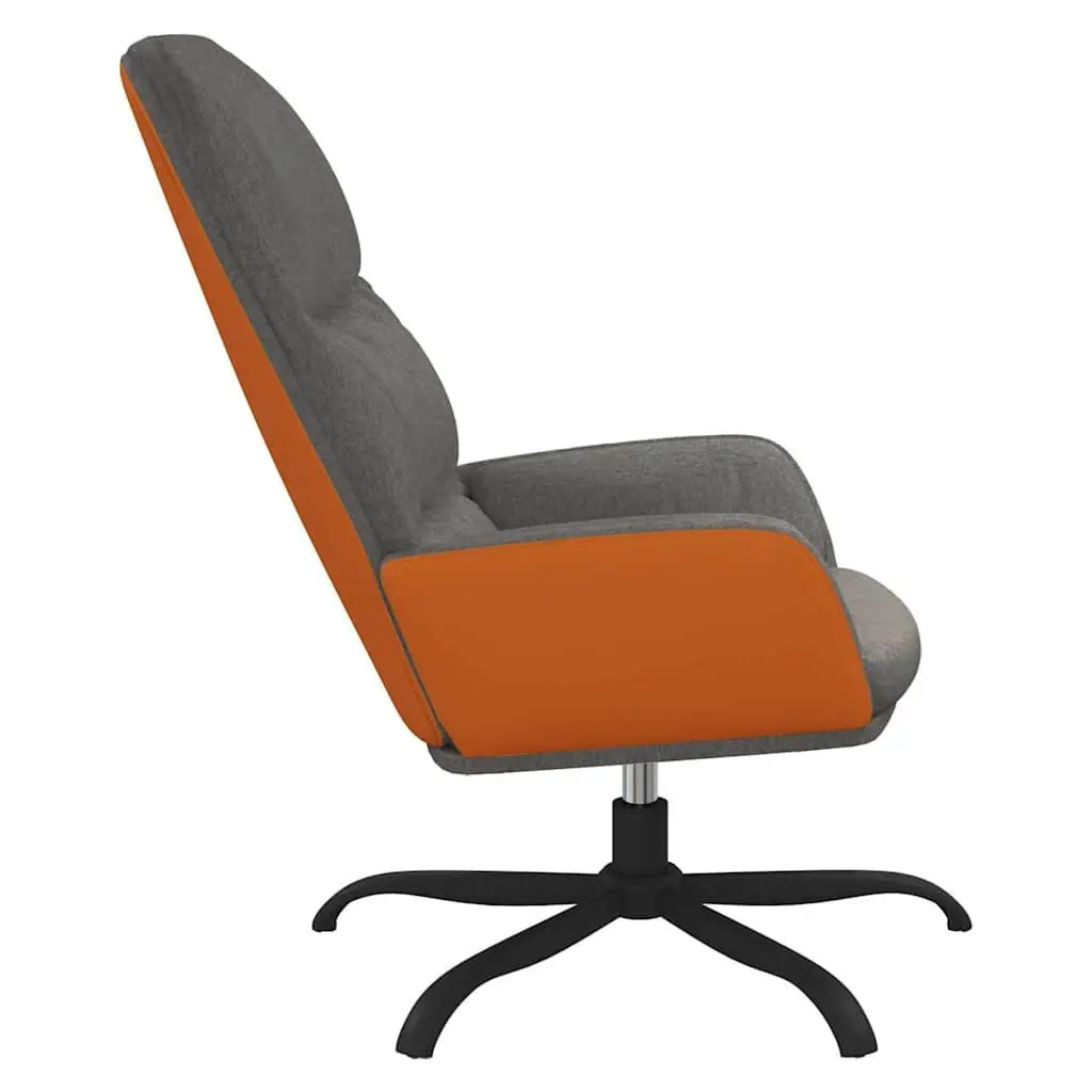 Relaxing Arm Chair Swivel Recliner Grey Fabric Padded Seat Armrests Living Room