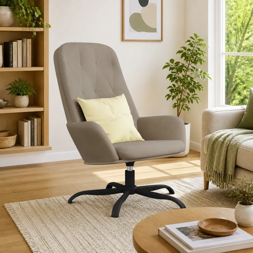 Light Grey Velvet Swivel Arm Chair for Comfort