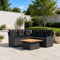 4-Piece Outdoor Indoor PE Rattan Furniture Set with Cushions