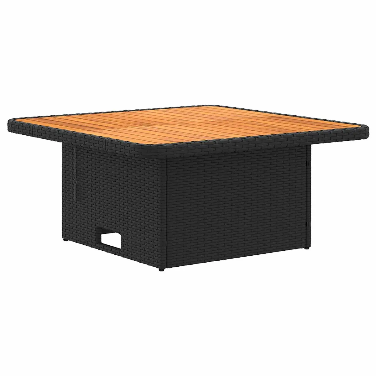 4 Piece PE Rattan Furniture Set Black Acacia Wood Powder Coated Steel Indoor Outdoor Patio Lounge Sofa