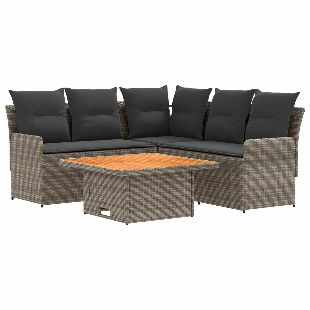 Outdoor Furniture Set Grey Rattan 4 Piece Patio Lounge Sofa with Cushions