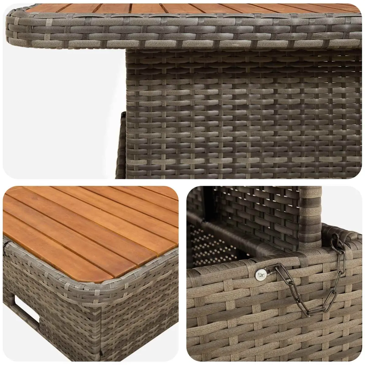 PE Rattan Furniture Set Grey 6 Pieces Outdoor Indoor Patio Lounge with Cushions