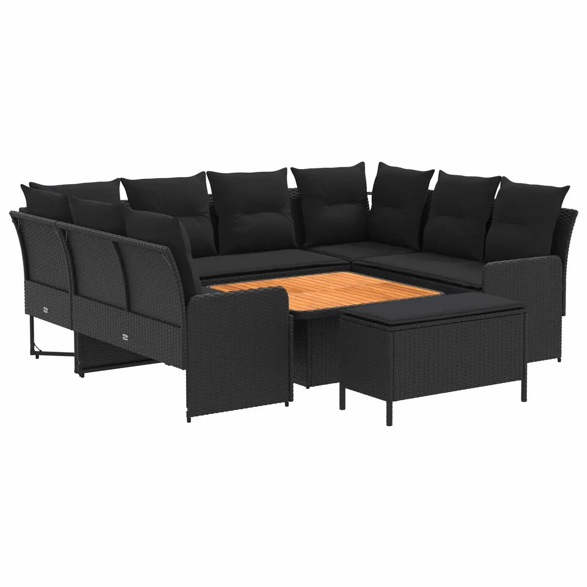 Outdoor Garden Furniture Set Black PE Rattan 7 Piece Patio Lounge Sofa Chair
