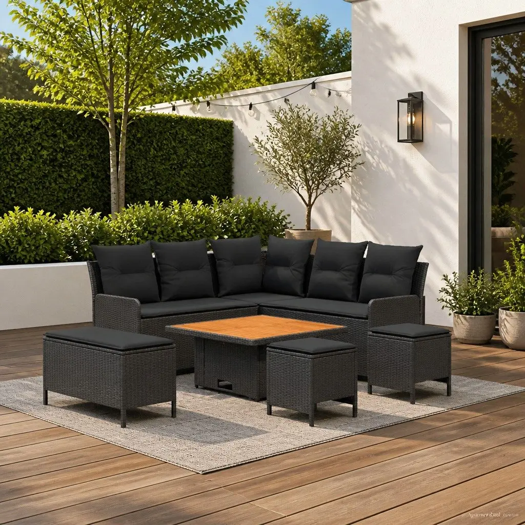 Outdoor Furniture Set Rattan 7 Pieces Patio Sofa Garden Lounge with Cushions