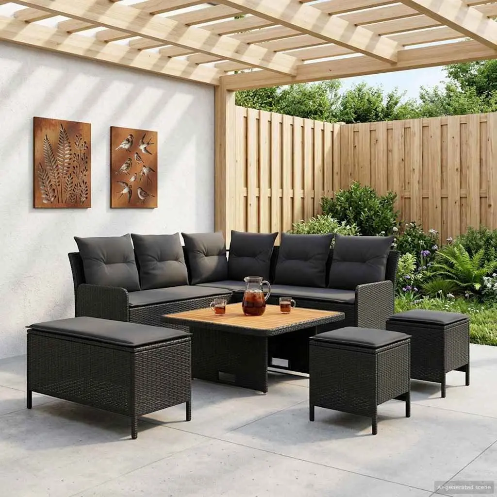 Outdoor Furniture Set Rattan 7 Pieces Patio Sofa Garden Lounge with Cushions
