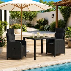 Black 3-Piece Outdoor Dining Set for Cozy Gatherings