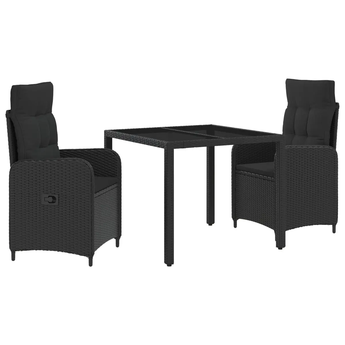 Outdoor Dining Set Black 3 Piece Patio Furniture Steel Rattan