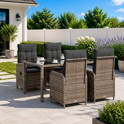 5 Piece Outdoor Dining Set in Grey for Patio and Garden