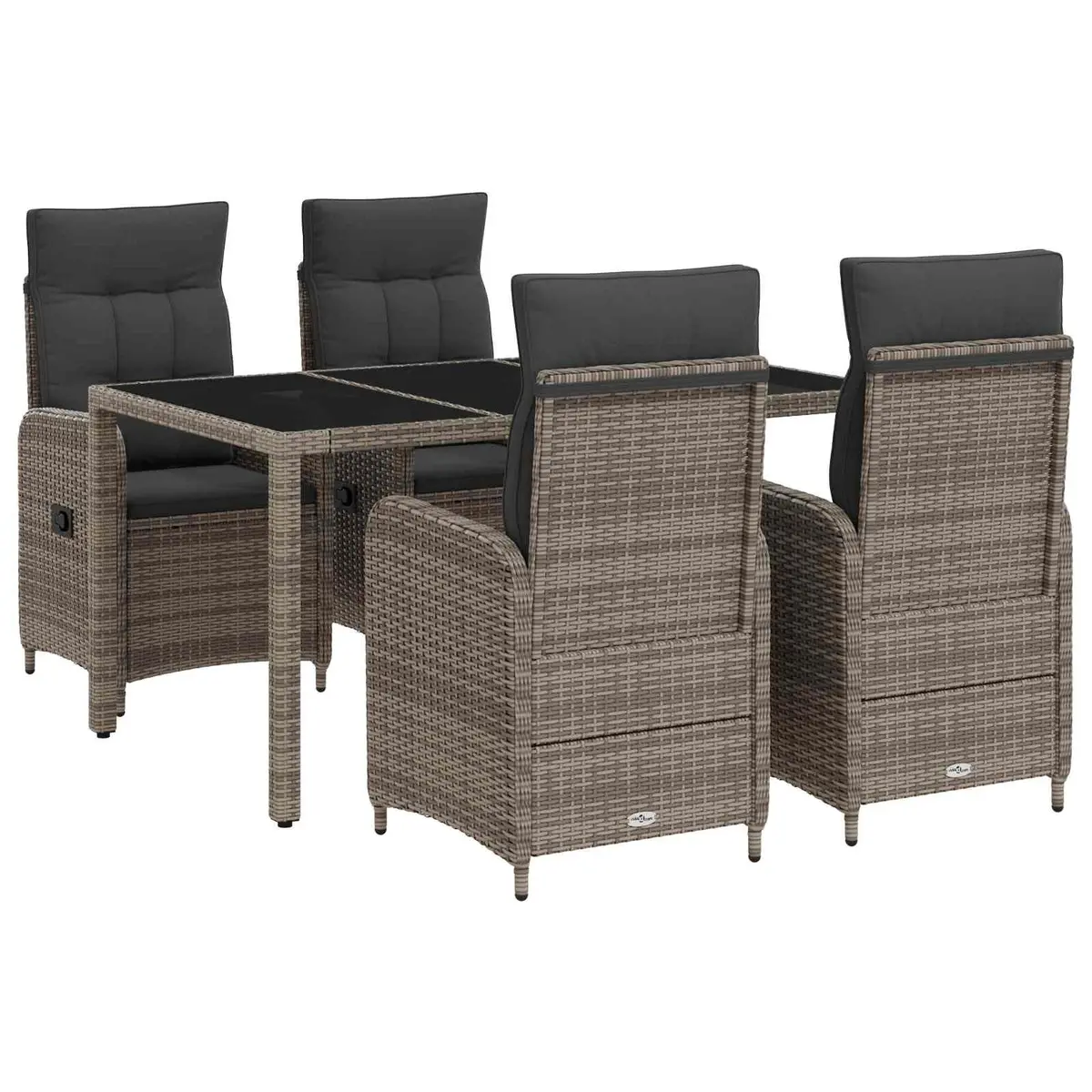 Outdoor Dining Set Grey 5 Piece Patio Furniture Table Chairs Poly Rattan Steel