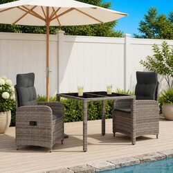 3-Piece Grey Outdoor Dining Set for Comfort and Style