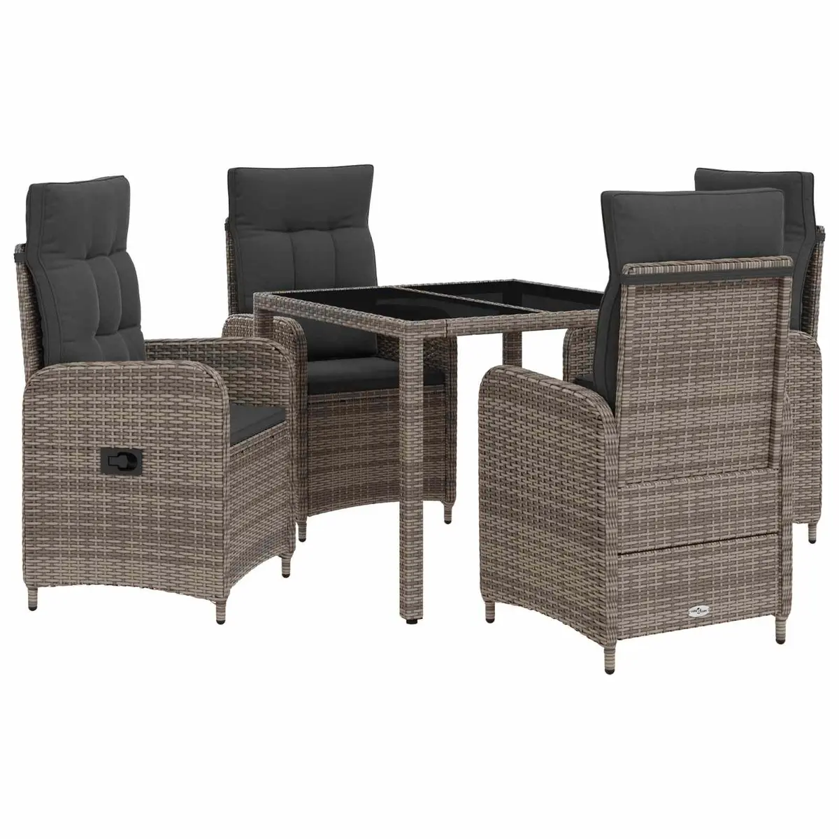 Outdoor Dining Set Grey 5 Piece Patio Furniture Table Chairs Poly Rattan