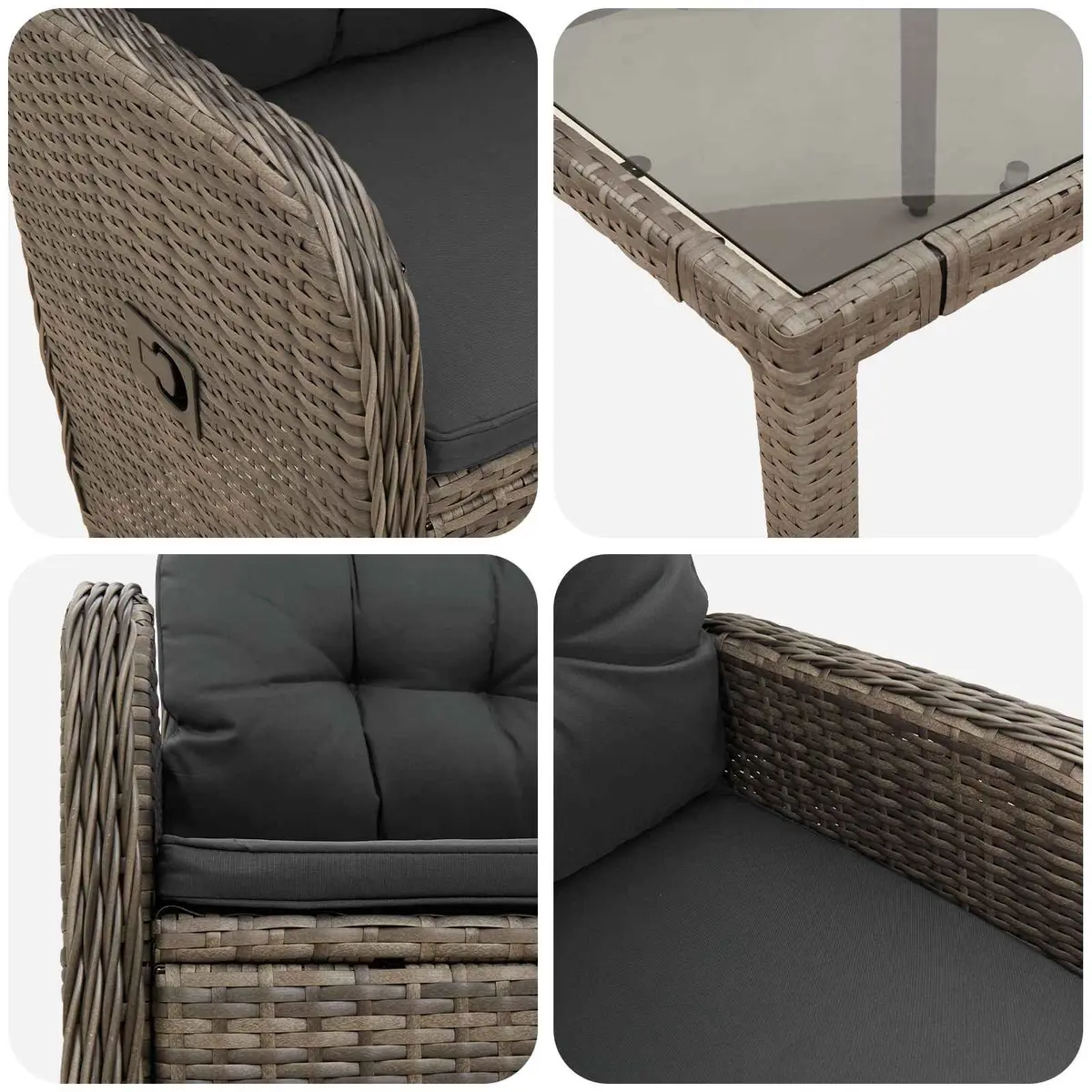 Outdoor Dining Set Grey 5 Piece Patio Furniture Table Chairs Poly Rattan