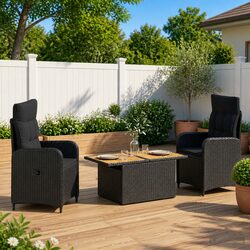 Black Outdoor Dining Set 3 Piece Patio Furniture