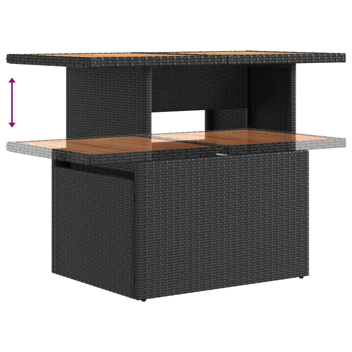 Outdoor Dining Set Black 3 Piece Rattan Poly Steel Garden Furniture
