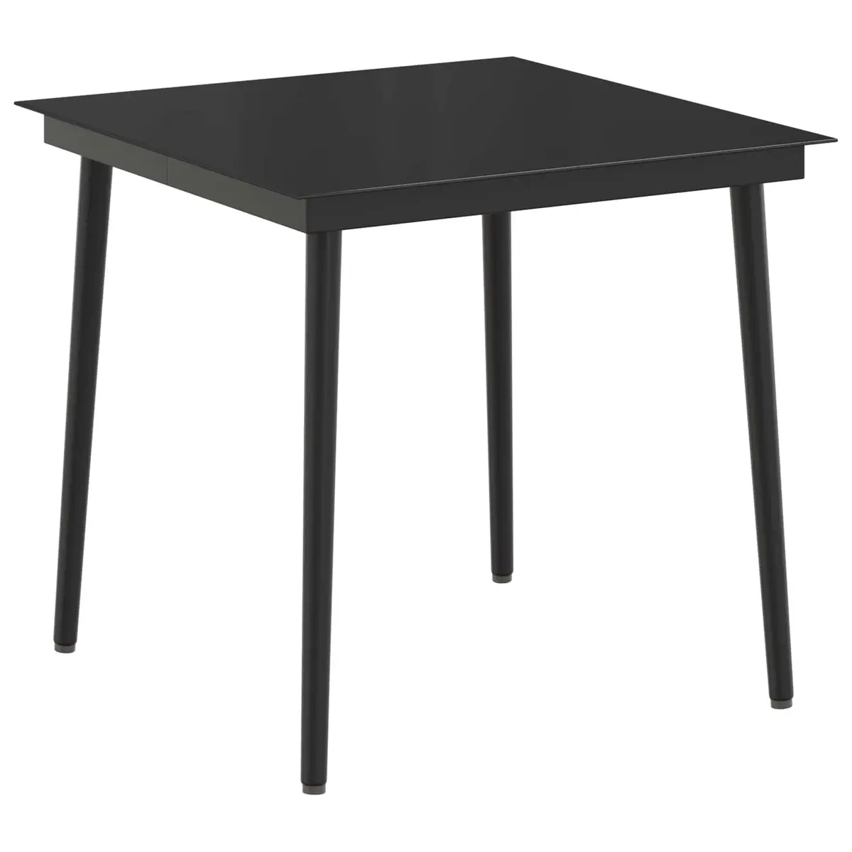 Outdoor Sofa Table Set Black PE Rattan Steel Frame 3 Piece