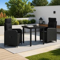 Elegant Black Rattan Sofa Table Set for Outdoor Living