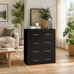 Elegant Black Sideboard Cabinet with 4 Storage Drawers