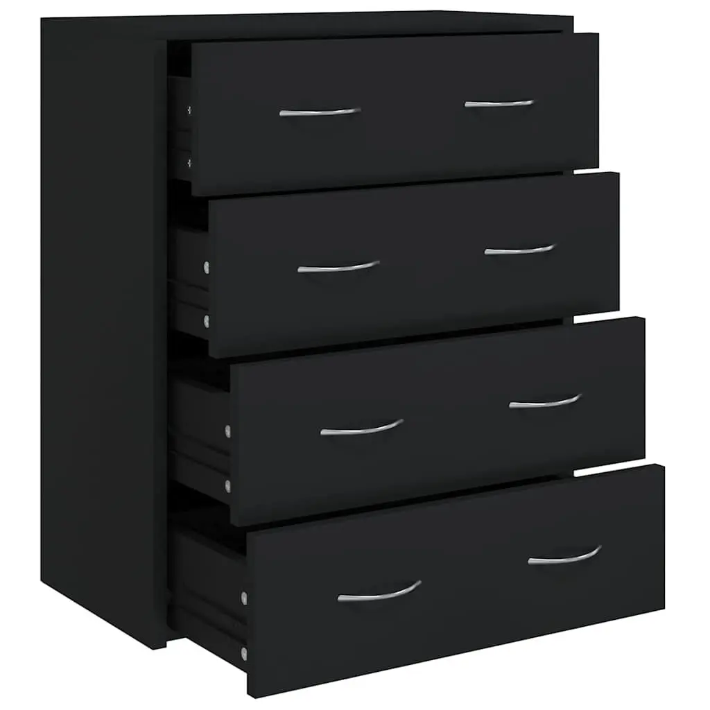 Black Sideboard Cabinet with 4 Storage Drawers