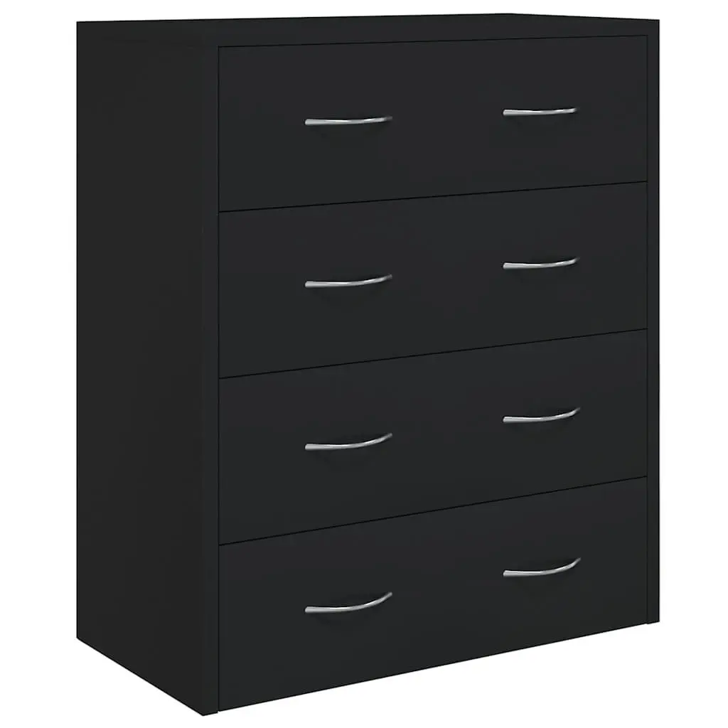 Black Sideboard Cabinet with 4 Storage Drawers
