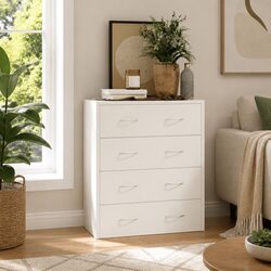 High Gloss White Sideboard Cabinet with 4 Drawers