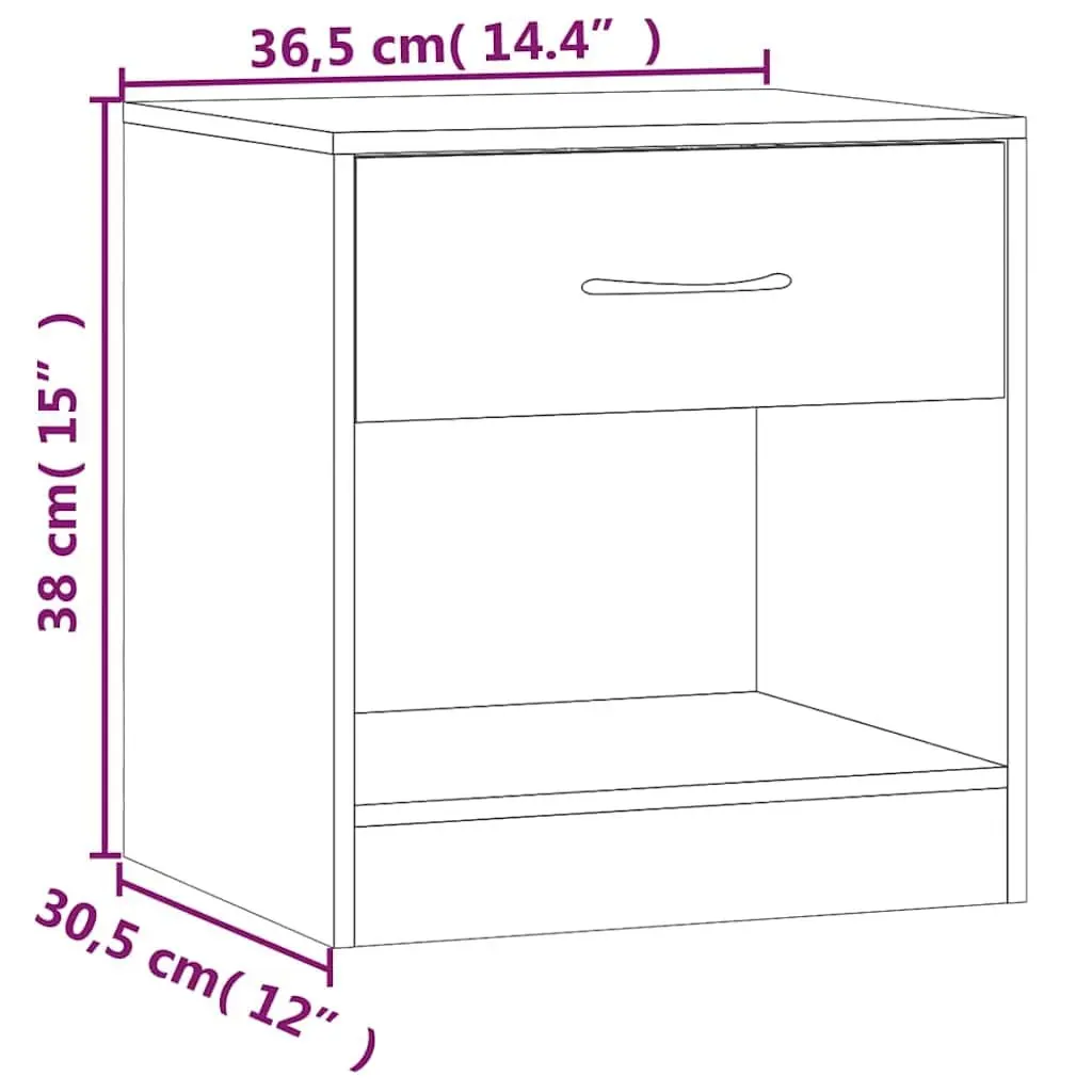 Bedside Cabinets White High Gloss 2 Pieces Engineered Wood Nightstand Storage
