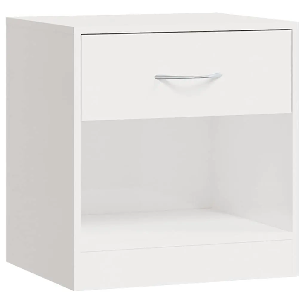 Bedside Cabinets White High Gloss 2 Pieces Engineered Wood Nightstand Storage