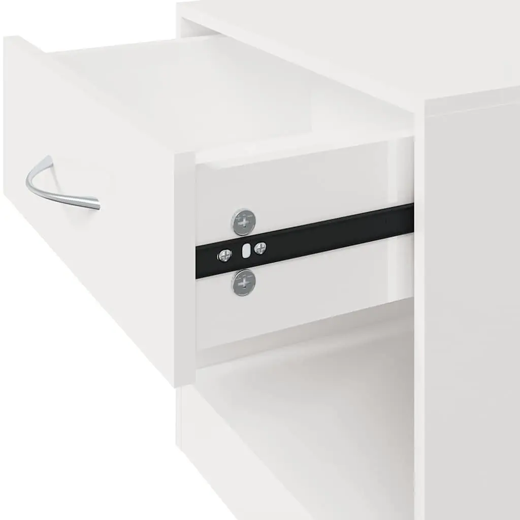 Bedside Cabinets White High Gloss 2 Pieces Engineered Wood Nightstand Storage