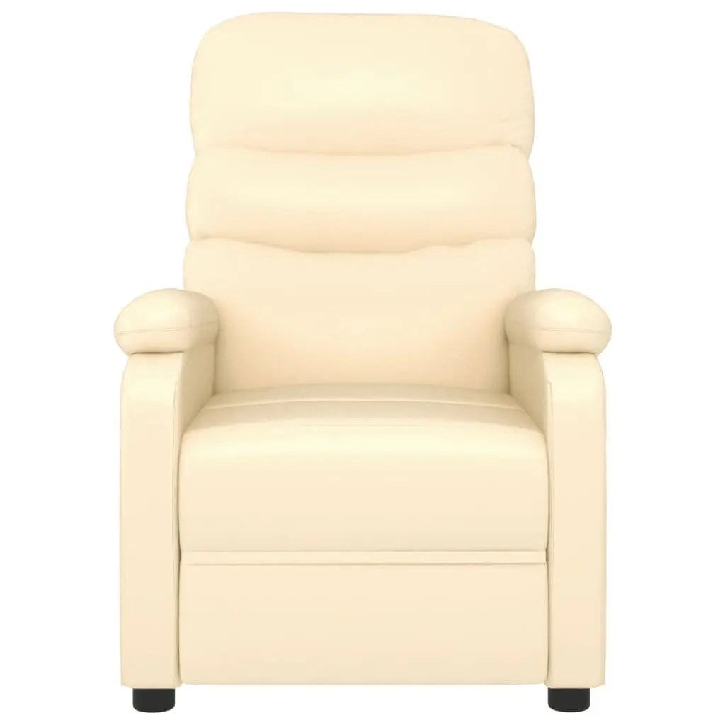 Electric Massage Chair Faux Leather Cream Reclining 6 Point Vibration