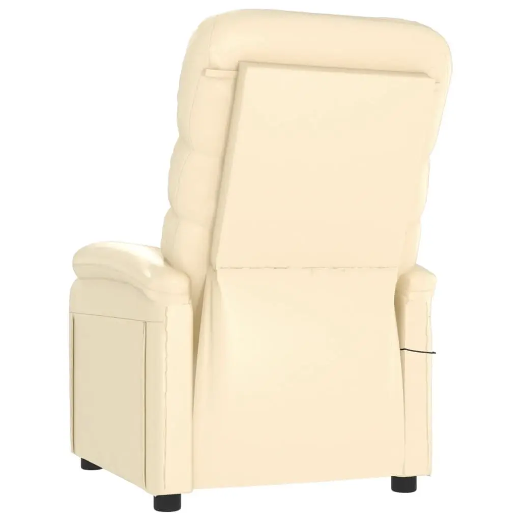 Electric Massage Chair Faux Leather Cream Reclining 6 Point Vibration