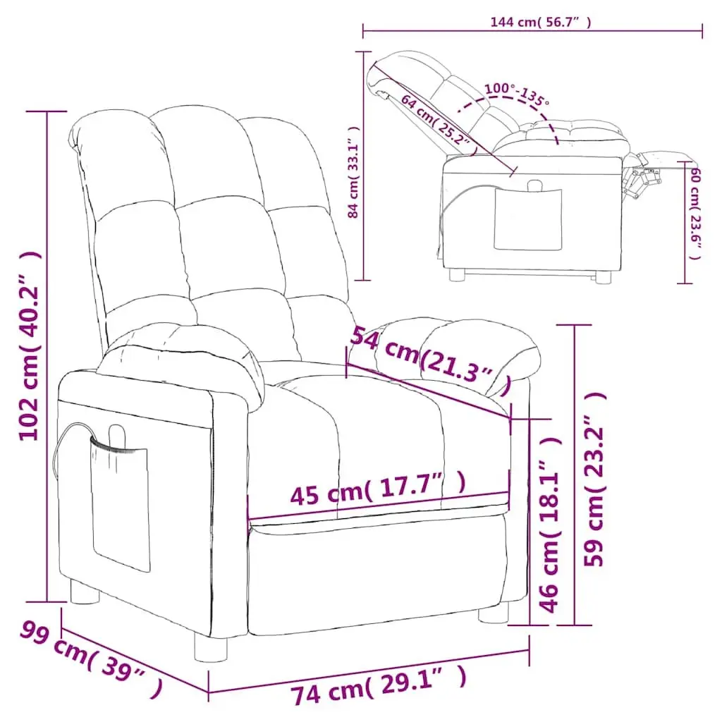 Electric Reclining Massage Chair in Grey Fabric